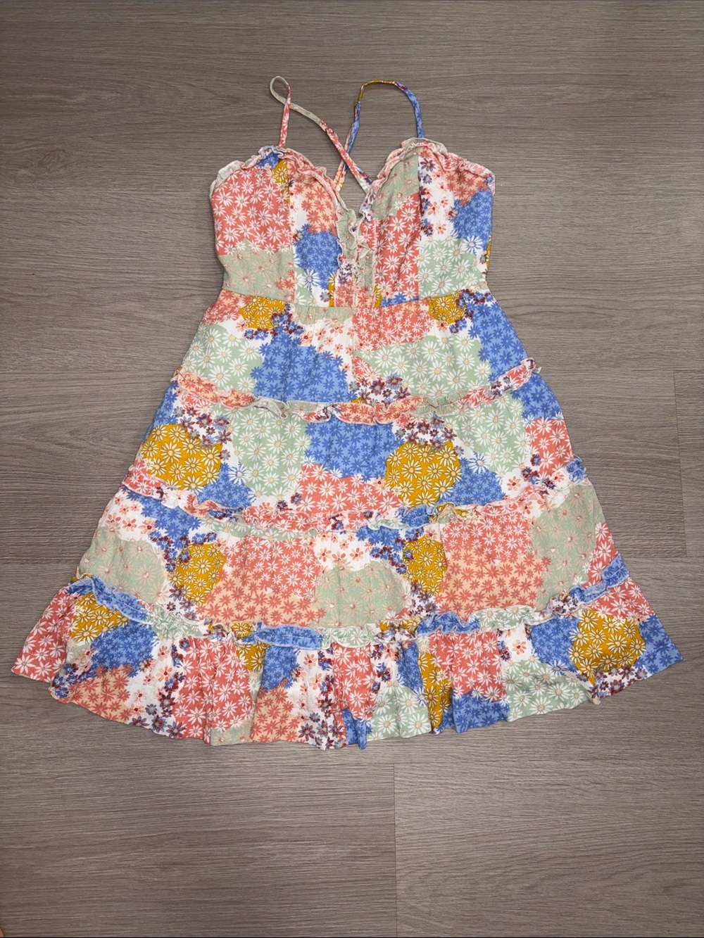 Forever 21 Multi-Color Floral Patchwork Mini Dress
